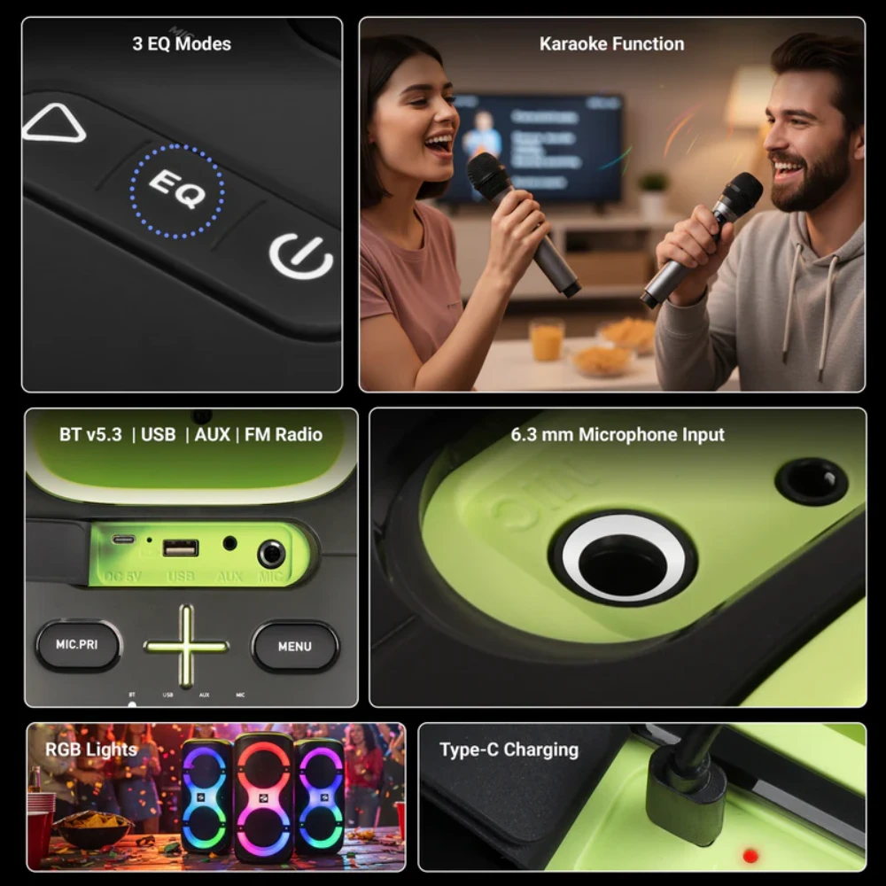 Zebronics Bluetooth DJ Speaker with Mic 120W Thump 802 view 5